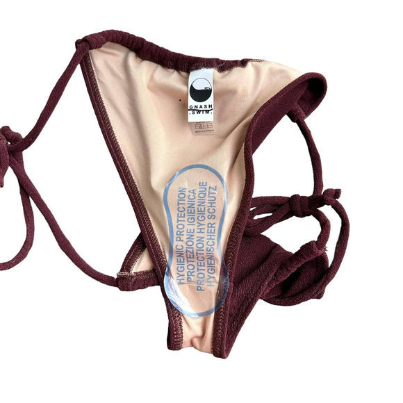 NEW GNASH x Free People Toweling String Scrunch Chocolate Bikini Bottom Size 2 - Picture 6 of 8
